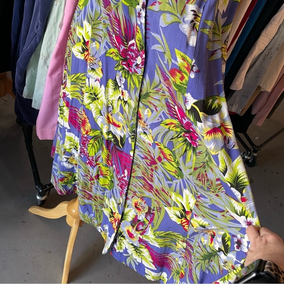 Vintage Y2K Metropolitan Tropical Floral Flowy Sundress L - Picture 7 of 13
